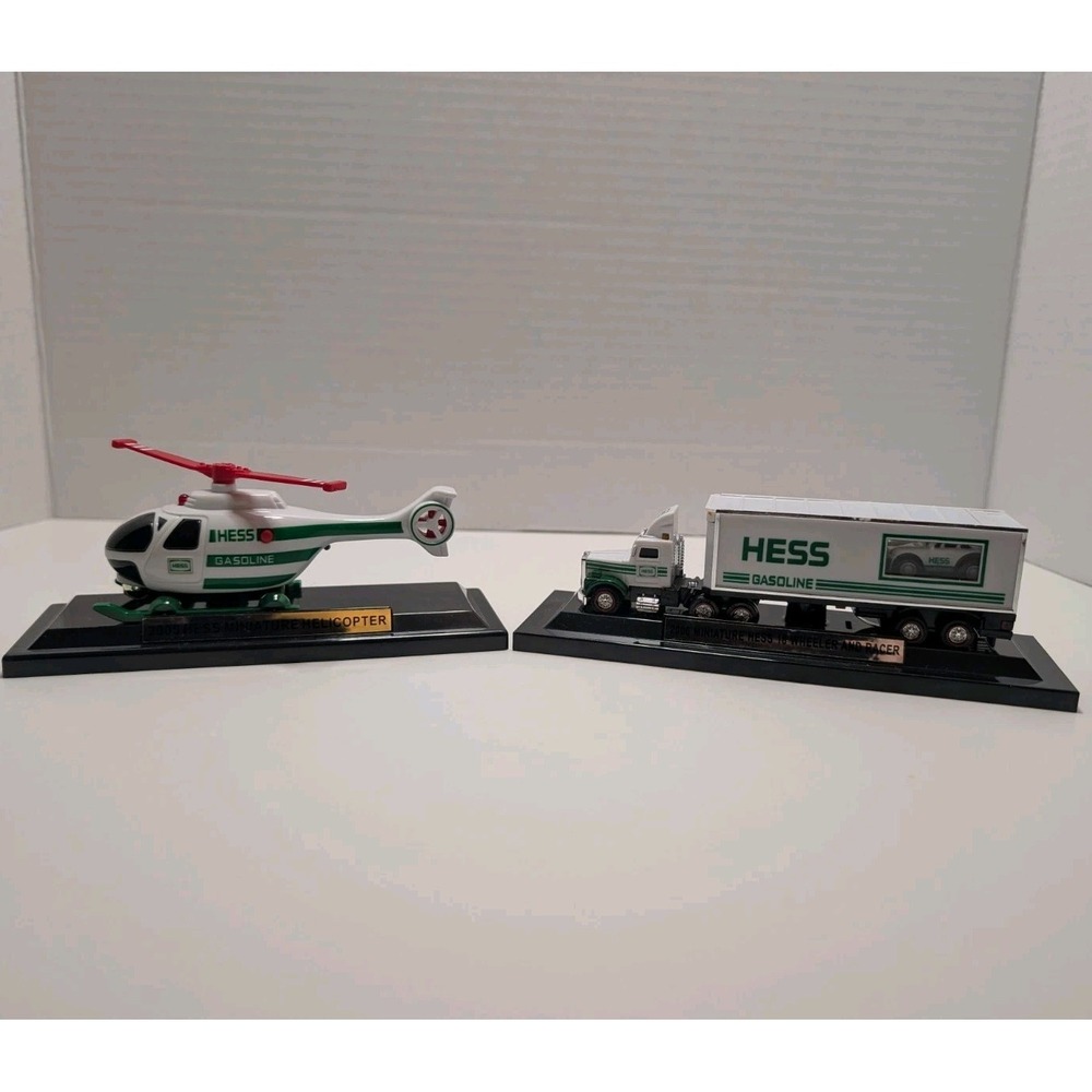 Vtg Miniature 2006 Hess 18 Wheeler Truck & Racer & 2005 Helicopter New No Box